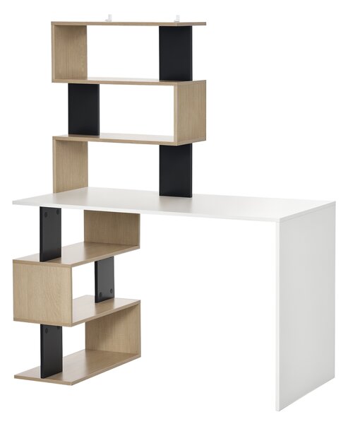 HOMCOM Scrivania con Libreria per Camera, Scrivania Porta PC in Legno Multicolore, 120x60x148cm|Aosom