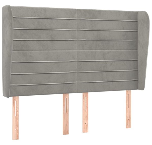 Testiera ad Orecchio Grigio Chiaro 147x23x118/128 cm in Velluto