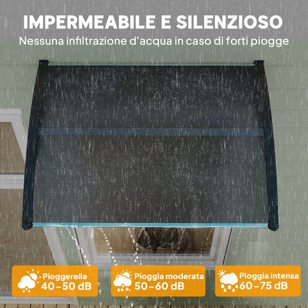 Outsunny Tettoia in Policarbonato Anti-UV da Esterno per Porte e Finestre, 100x80cm|Aosom