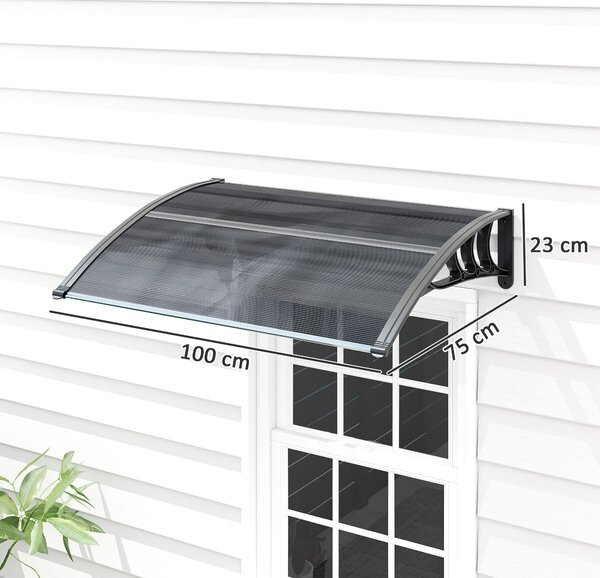 Outsunny Tettoia in Policarbonato Anti-UV da Esterno per Porte e Finestre, 100x80cm|Aosom