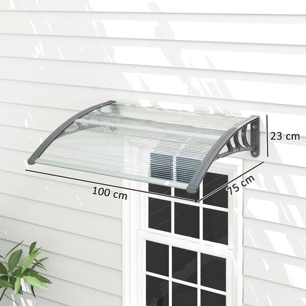 Outsunny Tettoia in Policarbonato Anti-UV da Esterno per Porte e Finestre, 100x80cm|Aosom