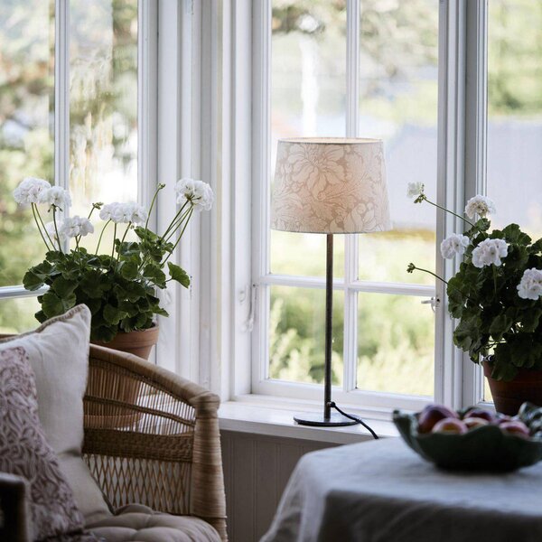 PR Home Lampada da tavolo Base Acanthus, Bianco / Opale, Soggiorno / Sala da pranzo, Metallo, Lampada da tavolo