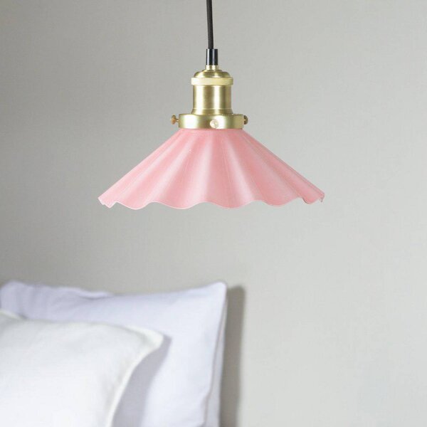 PR Home Lampada a sospensione August, Ø 25 cm, rosa, spina August, Violetto / Fucsia / Rosa, Soggiorno / Sala da pranzo, Vetro, Lampada a sospensione