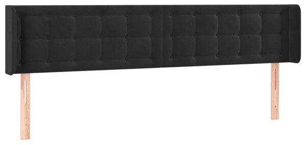 Testiera ad Orecchio Nera 163x16x78/88 cm in Velluto