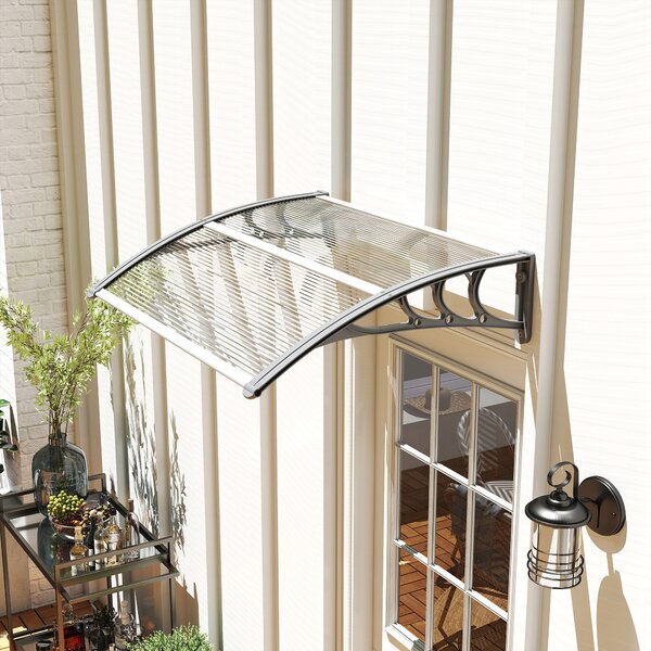 Outsunny Tettoia in Policarbonato Anti-UV da Esterno per Porte e Finestre, 100x80cm|Aosom