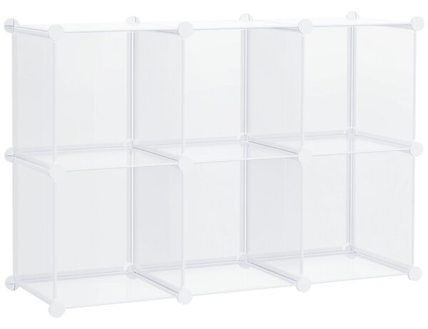 HOMCOM Mobile Scarpiera Modulare Salvaspazio, 6 Cubi in Plastica PP, 94.5x32x162 cm, Trasparente|Aosom
