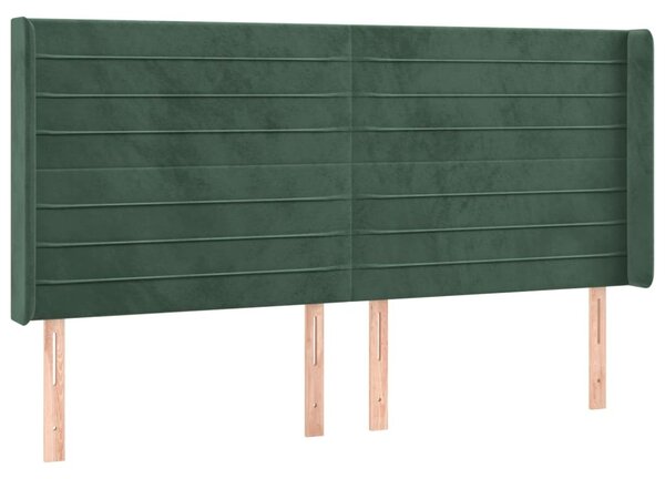 Testiera ad Orecchio Verde Scuro 163x16x118/128 cm in Velluto