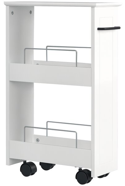 Kleankin Carrello Salvaspazio Multiuso in Legno MDF e Ruote, 42.5x20.3x66.7cm, Bianco|Aosom
