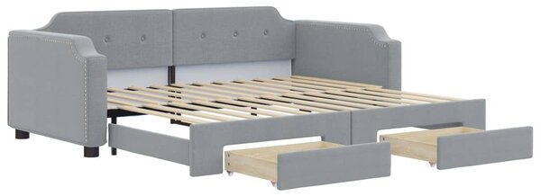 Divano Letto Estraibile Cassetti Grigio Chiaro 90x200cm Tessuto