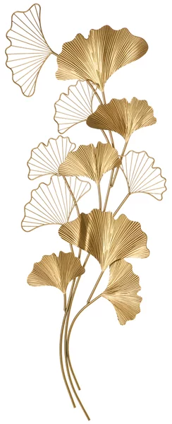 HOMCOM Decorazione Murale 3D in Metallo, Wall Art Dorata con Foglie di Ginkgo 138x70cm|Aosom