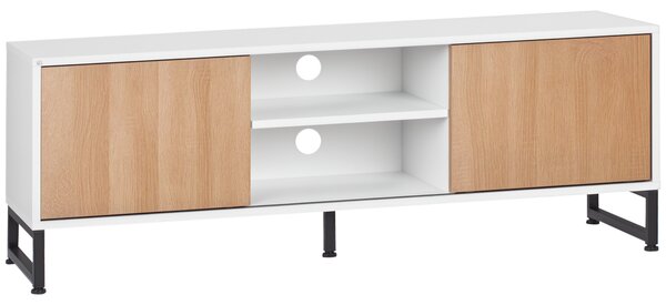 HOMCOM Mobile TV per Modelli fino a 50" max, Mobile TV Moderno in Truciolato e Acciaio con 2 Ripiani Aperti e 2 Armadietti Chiusi, 120x39.5x45 cm | Aosom Italy
