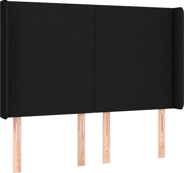 Testiera ad Orecchio Nera 147x16x118/128 cm in Tessuto