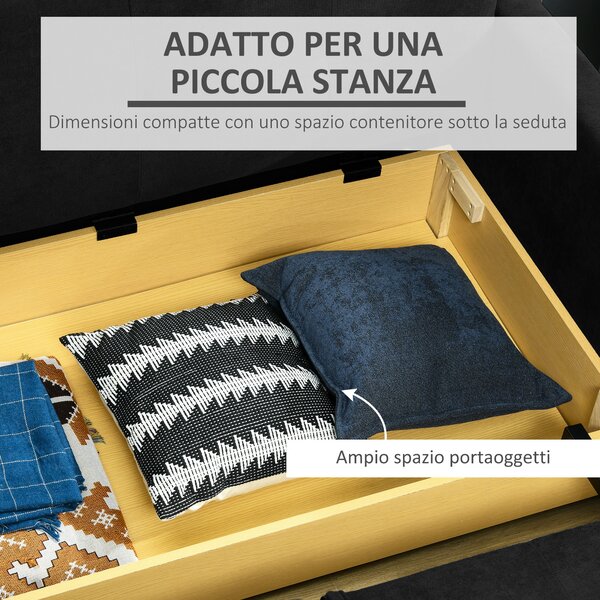 HOMCOM Divano Letto Convertibile moderno 2 Posti con Spazio Portaoggetti per Soggiorno e Camera, in Policotone e Gommapiuma, Grigio | Aosom Italy