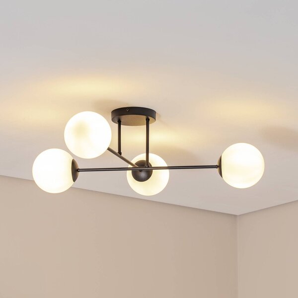 Plafoniera soffitto Glassy Euluna, dimmerabile, Nero, Soggiorno / Sala da pranzo, Vetro, Moderno, Plafoniera