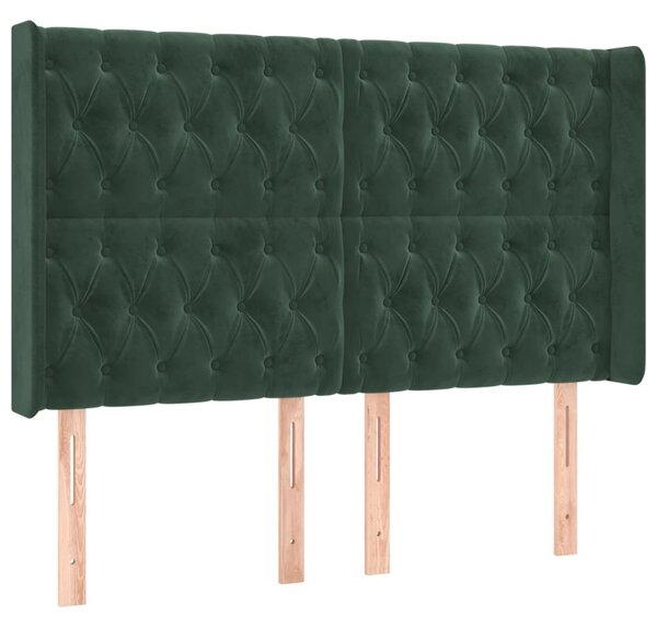 Testiera ad Orecchio Verde Scuro 147x23x118/128cm in Velluto