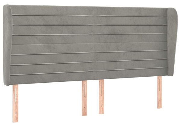 Testiera ad Orecchio Grigio Chiaro 203x23x118/128 cm in Velluto