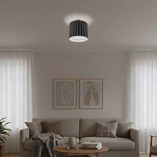 Plafoniera soffitto Aria Duolla, dimmerabile, Nero, Soggiorno / Sala da pranzo, Tessuto / Stoffa / Seta, Plafoniera