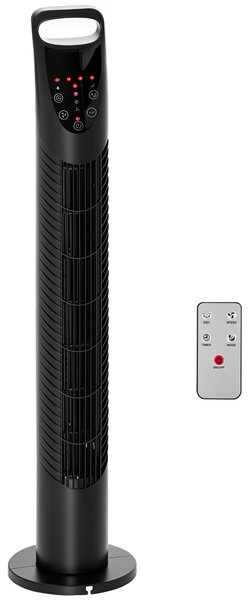 HOMCOM Ventilatore a Torre Oscillante con Telecomando fino a 5m | 3 Livelli Velocità | Silenzioso | Ф18 x 78.5A cm, Nero|Aosom