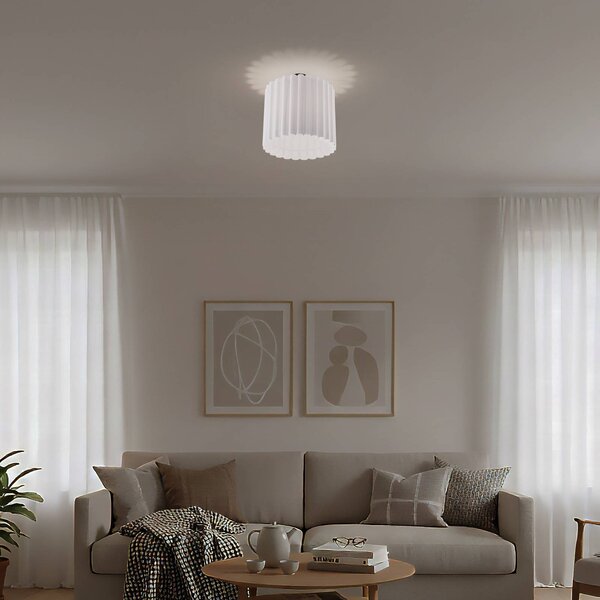 Plafoniera soffitto Aria Duolla, dimmerabile, Bianco / Opale, Soggiorno / Sala da pranzo, Tessuto / Stoffa / Seta, Plafoniera