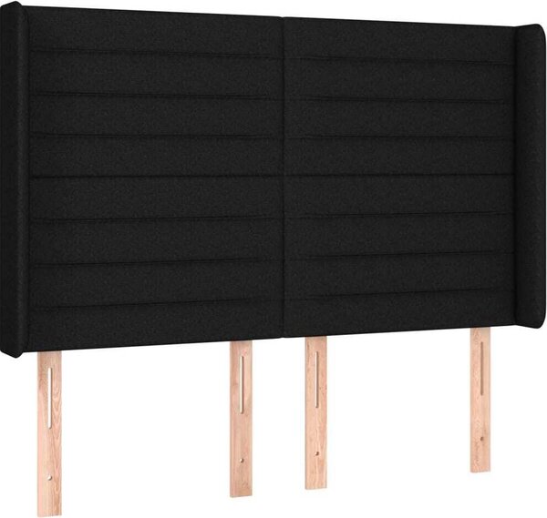 Testiera ad Orecchio Nera 147x16x118/128 cm in Tessuto