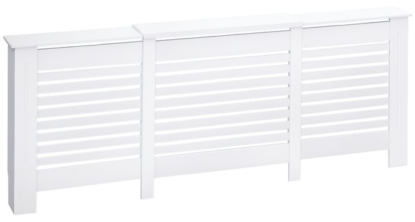 HOMCOM Copricalorifero Regolabile in Larghezza con Mensola Superiore in MDF e Legno Bianco 140-202x19x82.5cm|Aosom