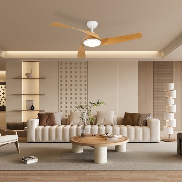 ZEVENTI - Ventilatore da soffitto LED AERYS LED/24W/230V Wi-Fi Tuya bianco/rovere + telecomando