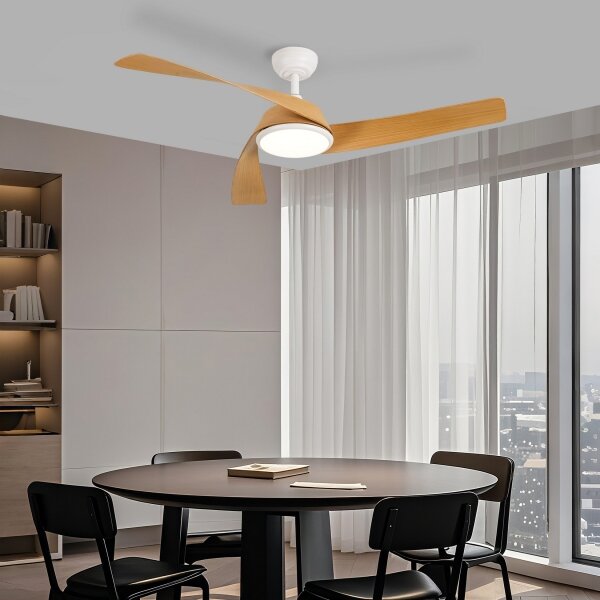 ZEVENTI - Ventilatore da soffitto LED AERYS LED/24W/230V Wi-Fi Tuya bianco/rovere + telecomando