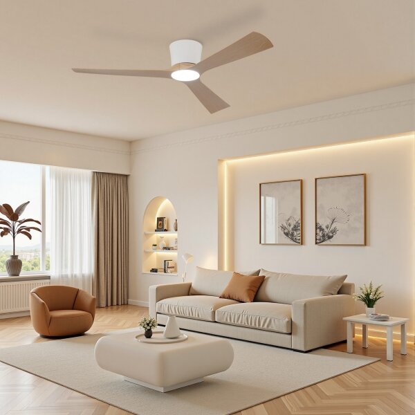 ZEVENTI - Ventilatore da soffitto LED AUREX LED/24W/230V Wi-Fi Tuya bianco/rovere + telecomando