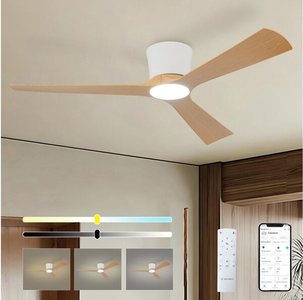 ZEVENTI - Ventilatore da soffitto LED AUREX LED/24W/230V Wi-Fi Tuya bianco/rovere + telecomando