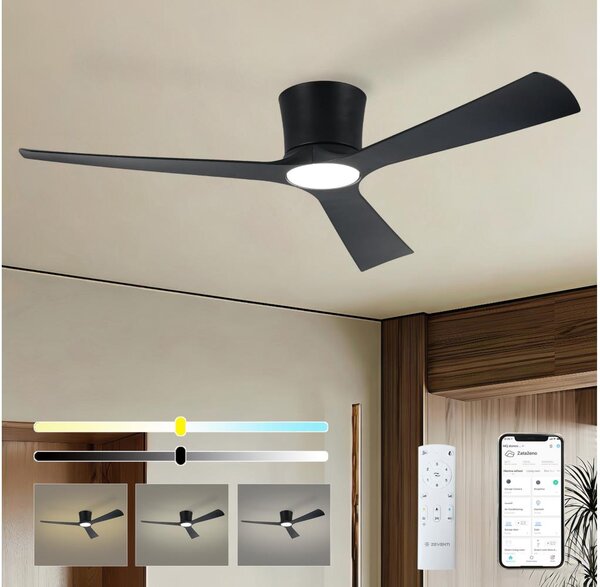 ZEVENTI - Ventilatore da soffitto LED AUREX LED/24W/230V Wi-Fi Tuya nero + telecomando