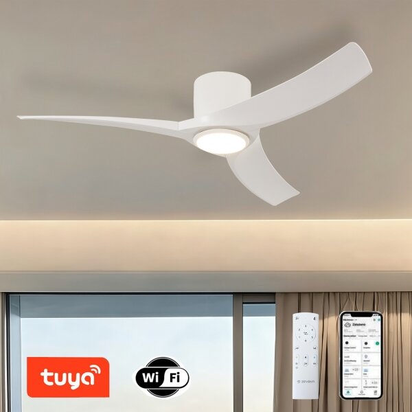 ZEVENTI - Ventilatore da soffitto a LED ORBITO LED/24W/230V Wi-Fi Tuya bianco + telecomando