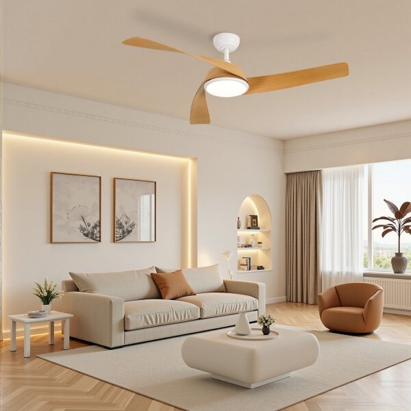 ZEVENTI - Ventilatore da soffitto LED AERYS LED/24W/230V Wi-Fi Tuya bianco/rovere + telecomando