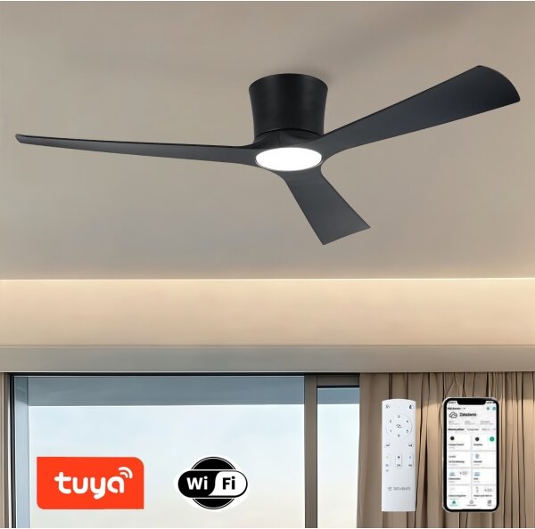 ZEVENTI - Ventilatore da soffitto LED AUREX LED/24W/230V Wi-Fi Tuya nero + telecomando