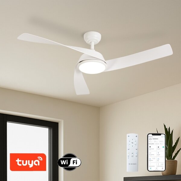 ZEVENTI - Ventilatore da soffitto LED AERYS LED/24W/230V Wi-Fi Tuya bianco + telecomando