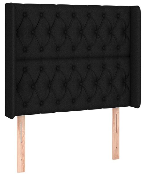 Testiera ad Orecchio Nera 103x16x118/128 cm in Tessuto