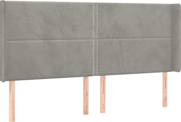 Testiera ad Orecchio Grigio Chiaro 203x16x118/128 cm in Velluto