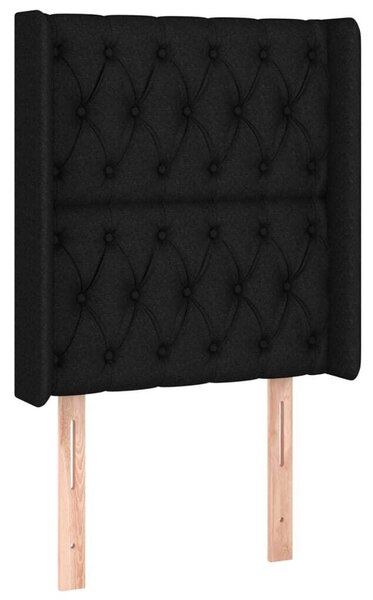 Testiera ad Orecchio Nera 83x16x118/128 cm in Tessuto