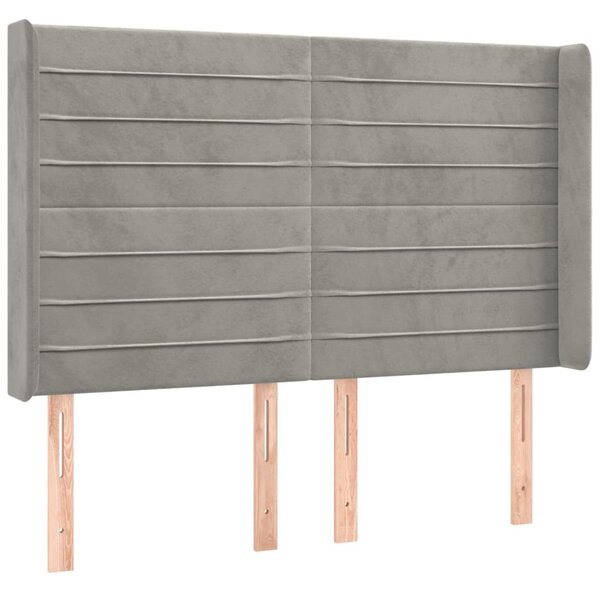 Testiera ad Orecchio Grigio Chiaro 147x16x118/128 cm in Velluto