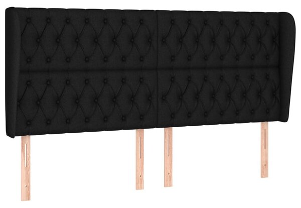 Testiera ad Orecchio Nera 203x23x118/128 cm in Tessuto