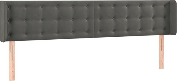 Testiera ad Orecchio Grigio Scuro 183x16x78/88 cm in Velluto