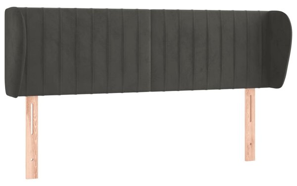 Testiera ad Orecchio Grigio Scuro 147x23x78/88 cm in Velluto