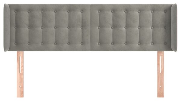 Testiera ad Orecchio Grigio Chiaro 147x16x78/88 cm in Velluto