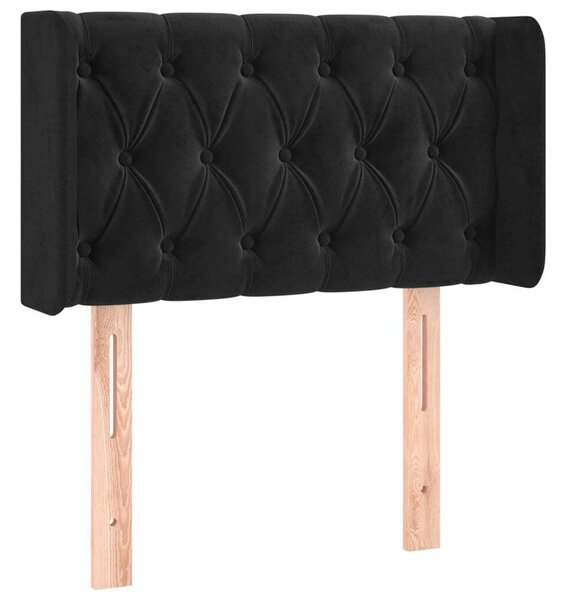 Testiera ad Orecchio Nera 83x16x78/88 cm in Velluto