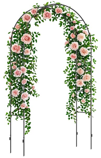 Outsunny Arco per Rampicanti in Metallo per Giardino ed Esterni, 140x40x240cm, Nero|Aosom