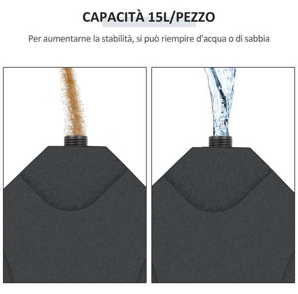Outsunny Base per Ombrellone in Plastica, Set 4 Pezzi Riempibili con Acqua o Sabbia, 50x50x7.5cm per Pezzo | Aosom