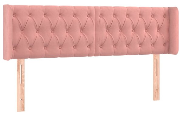 Testiera ad Orecchio Rosa 147x16x78/88 cm in Velluto