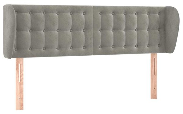 Testiera ad Orecchio Grigio Chiaro 147x23x78/88 cm in Velluto