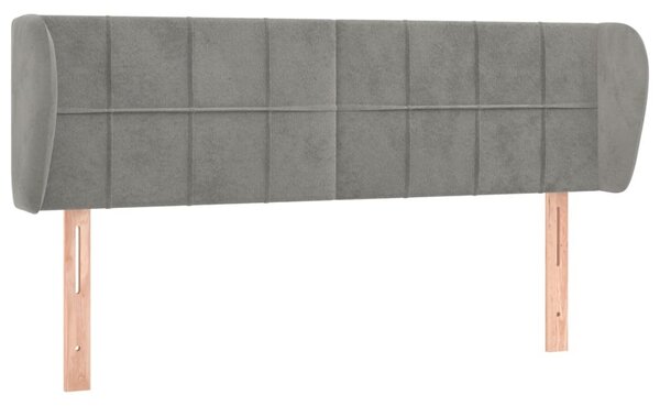 Testiera ad Orecchio Grigio Chiaro 147x23x78/88 cm in Velluto