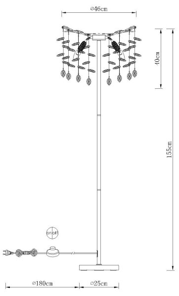 Globo 64138SG - Lampada da terra QUEENA 5xE14/40W/230V dorata