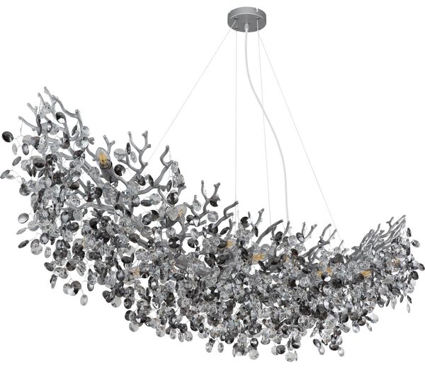 Globo 64138H4S - Lampadario sospeso con cavo QUEENA 16xE14/40W/230V argento